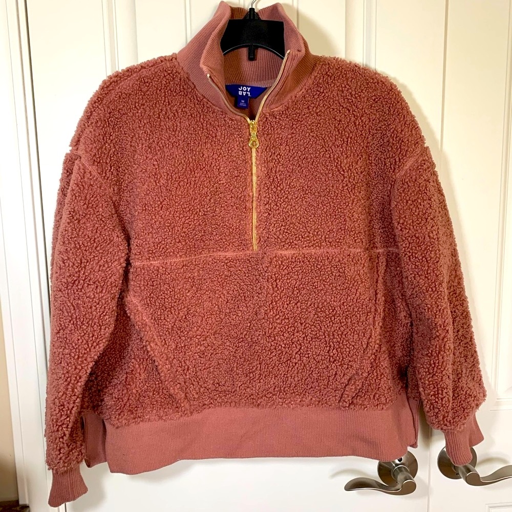 JoyLab Mauve Sherpa 1/2 Zip Pullover Jacket Size Medium